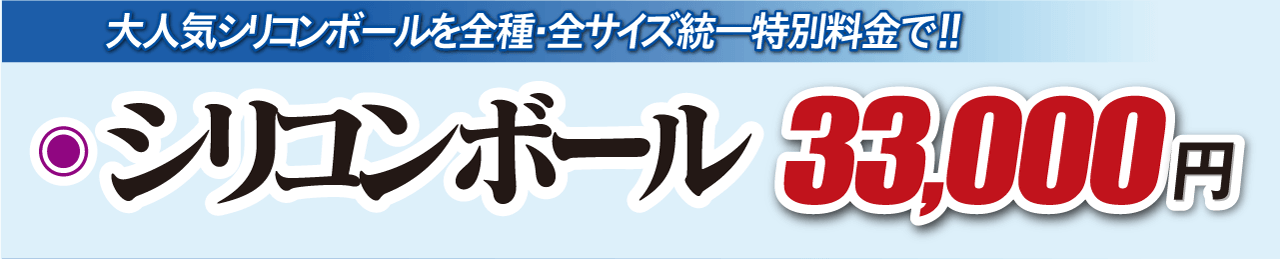 大人気シリコンボールを全種・全サイズ統一特別料金で！！｜シリコンボール：30,000円
