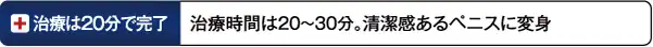 治療は20分で完了：施術時間は20~30分　清潔感あるペニスに変身